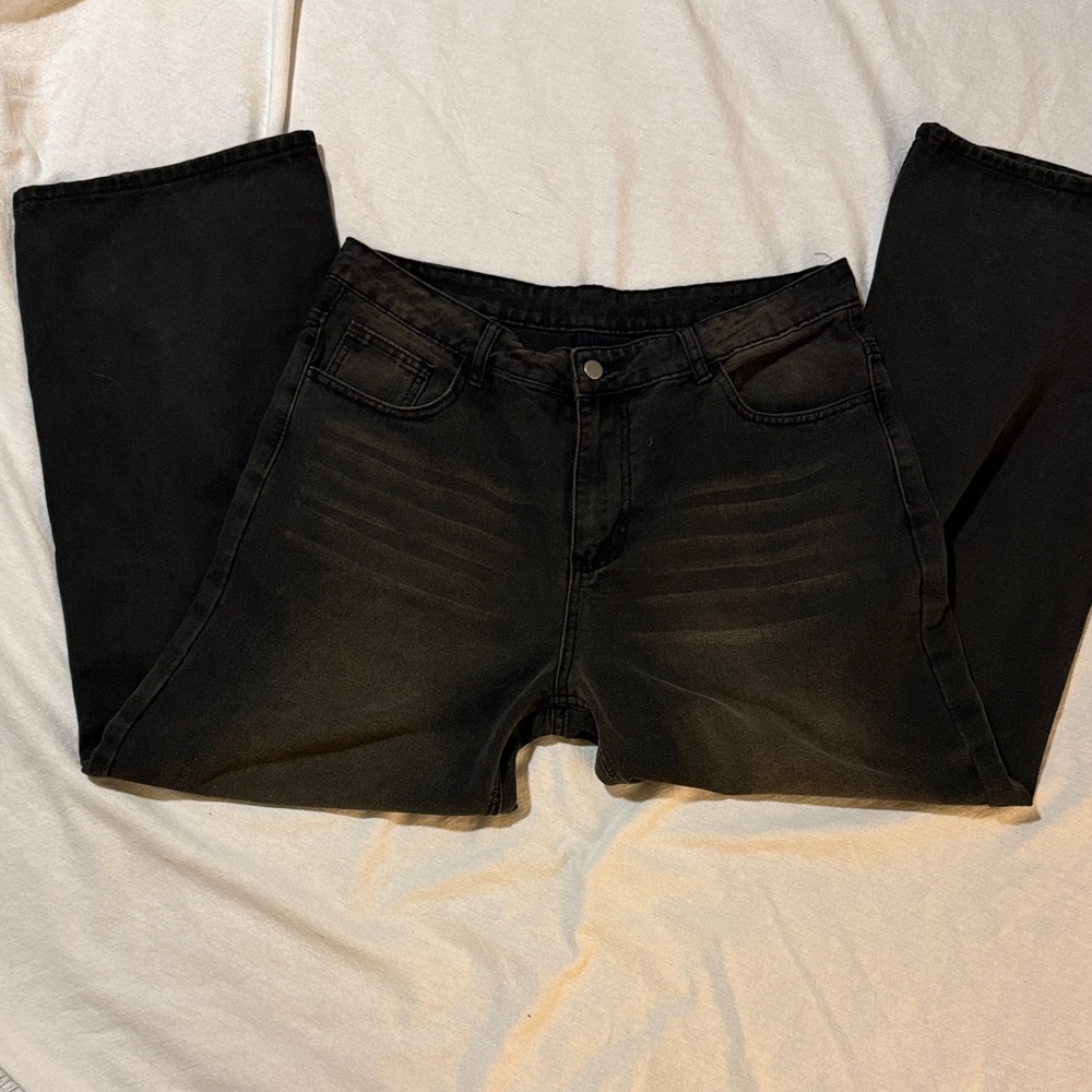 Classic WIDE Leg Black Relaxed Fit Jeans for Men